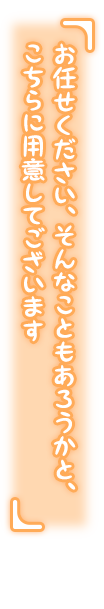 「お任せください、そんなこともあろうかと、こちらに用意してございます」